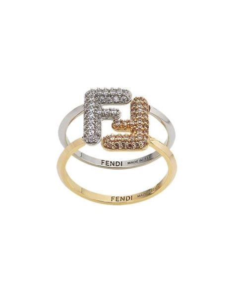 fendi crystal-embellished logo ring|fendi online shopping.